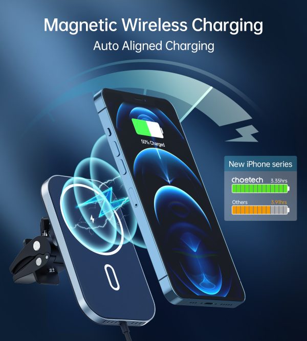 Choetech T200-F Magnetic 15W wireless car charger holder For Iphone 12 / 13