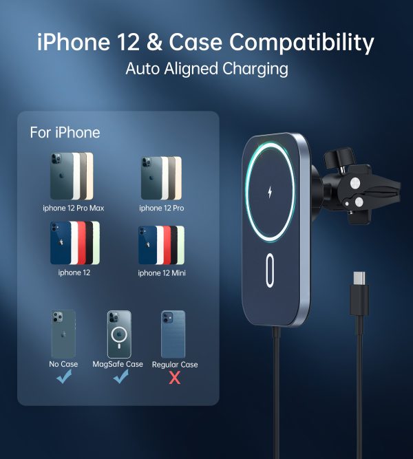 Choetech T200-F Magnetic 15W wireless car charger holder For Iphone 12 / 13