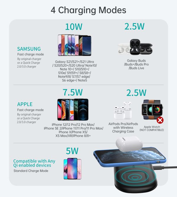 Choetech T570-S 2 In 1 Wireless 10W Charger, Phone + Watch