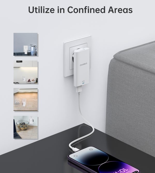Choetech PD6011 67W GAN Ultrathin A+C Wall Charger White