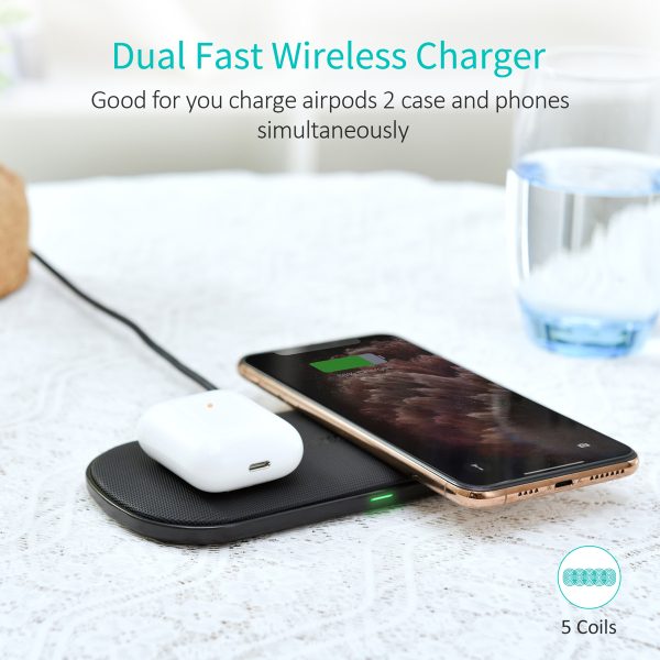 Choetech T535-S 20W, 2 In 1 Wireless 5 coils Charging Pad