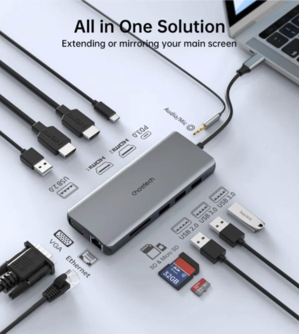 Choetech HUB-M26 12-in-1 USB C Multiport Adapter with digital display