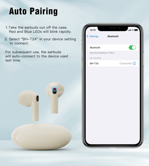 Choetech BH-T24 TWS bluetooth earphone Light Yellow