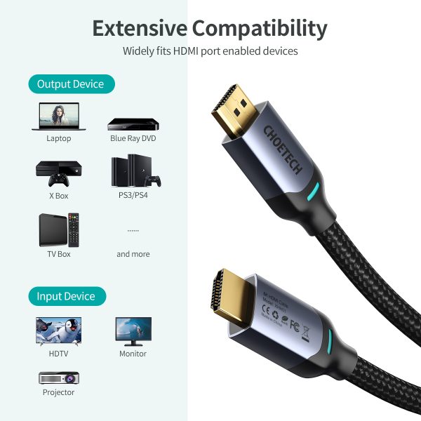 Choetech XHH01 8K HDMI to HDMI 2M 165Hz nylon Cable