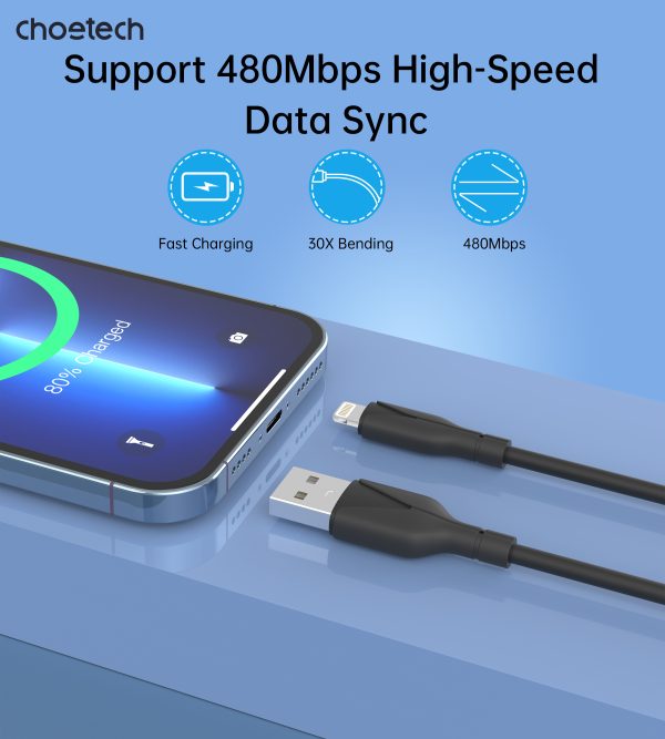 Choetech XAL-0003 USB-A to Lightning 1M, 2.4A Black