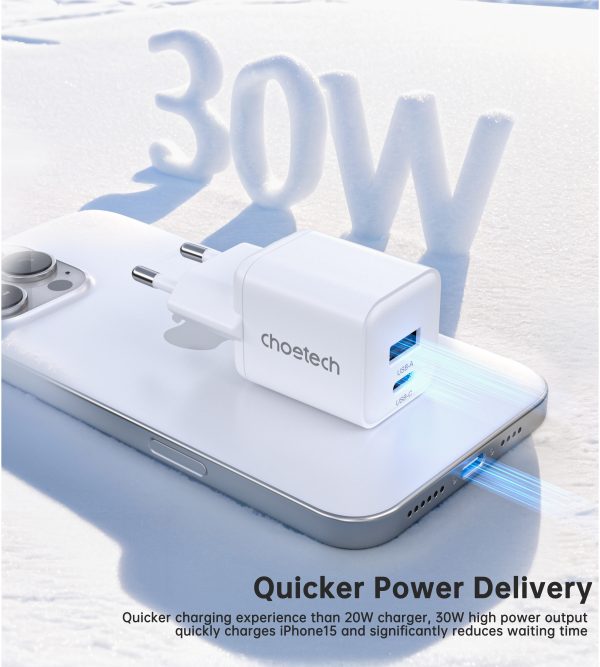 Choetech PD5012 NexGen Mini PD30W GAN A+C Wall Charger White