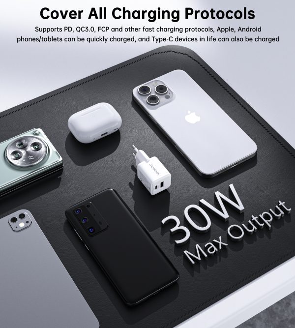 Choetech PD5012 NexGen Mini PD30W GAN A+C Wall Charger White