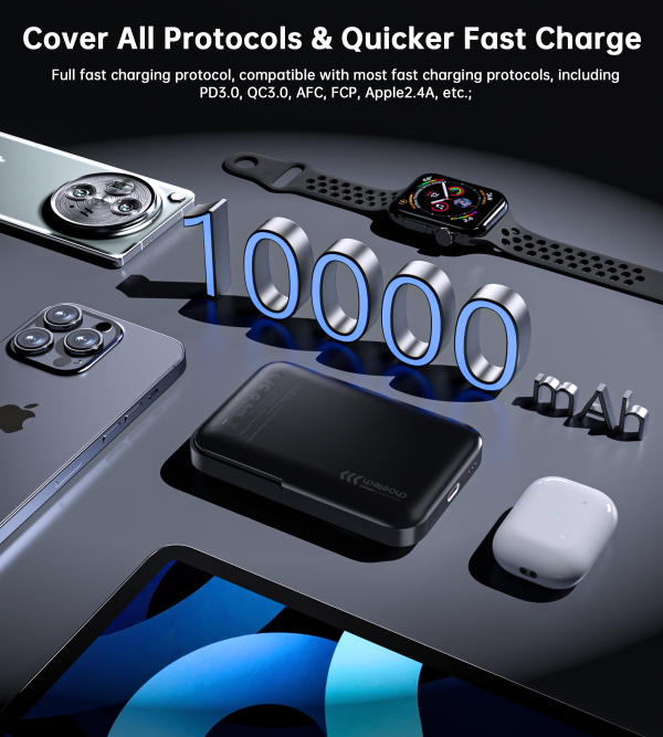 Choetech B743 10000mAh Magnetic Wireless PD20W Power Bank Black