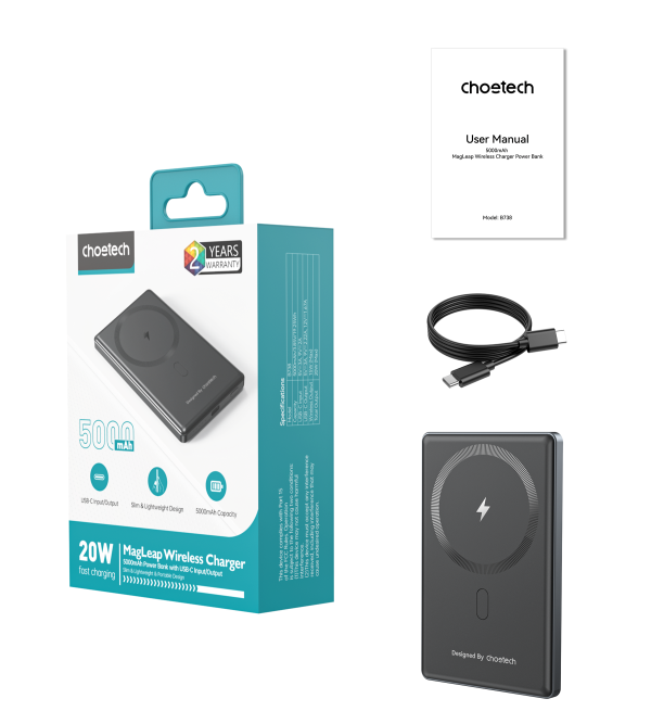 00-3 Choetech B738 5000mAh Power Bank with 15W Wireless Charger