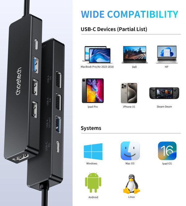 Choetech HUB-M80 5in1 USB-C Multiport Adapter