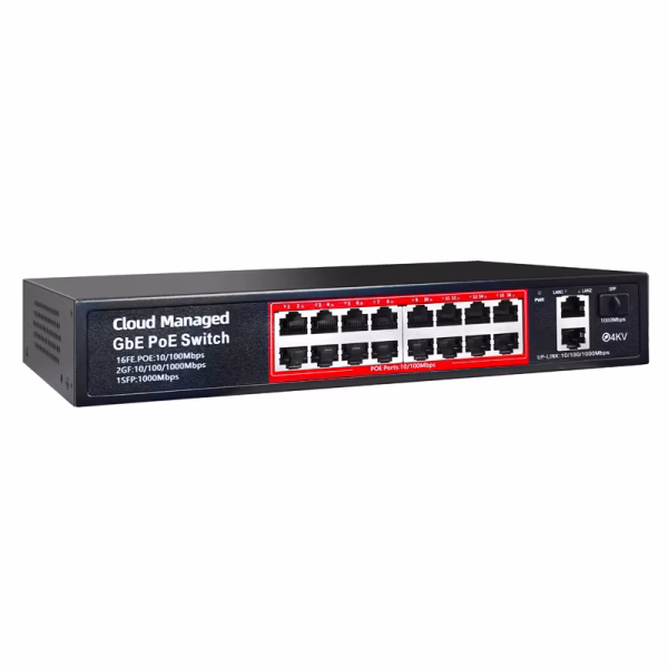 Do-Link PS316G, 16x 10/100mbps RJ-45 Ports, 2x Gigabit Uplink RJ-45 + 1*SFP Ports, Smart Poe Switch