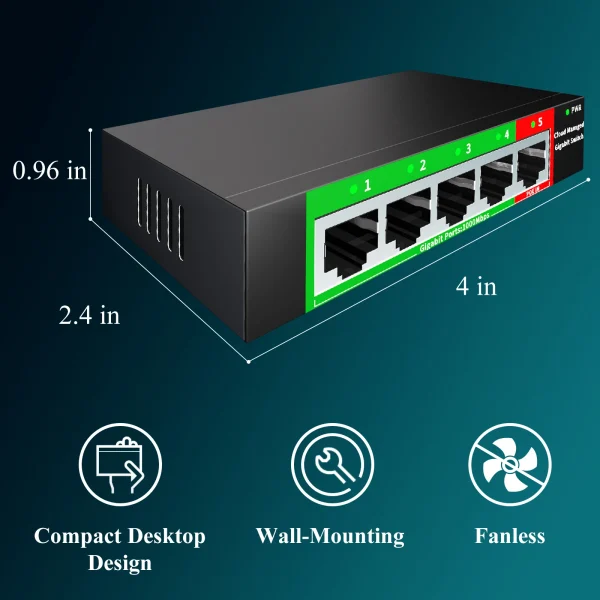 Do-Link GS105, 5x Gigabit RJ-45 Ports, with POE Power Supply