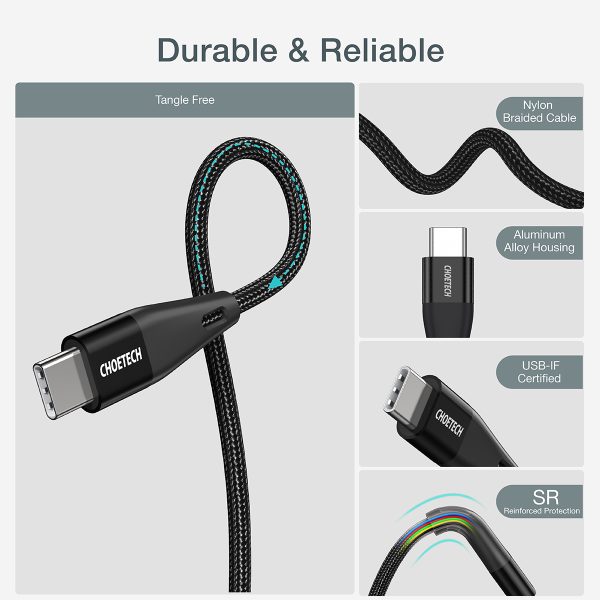 Choetech XCC‑1008‑BK USB‑C to USB‑C კაბელი